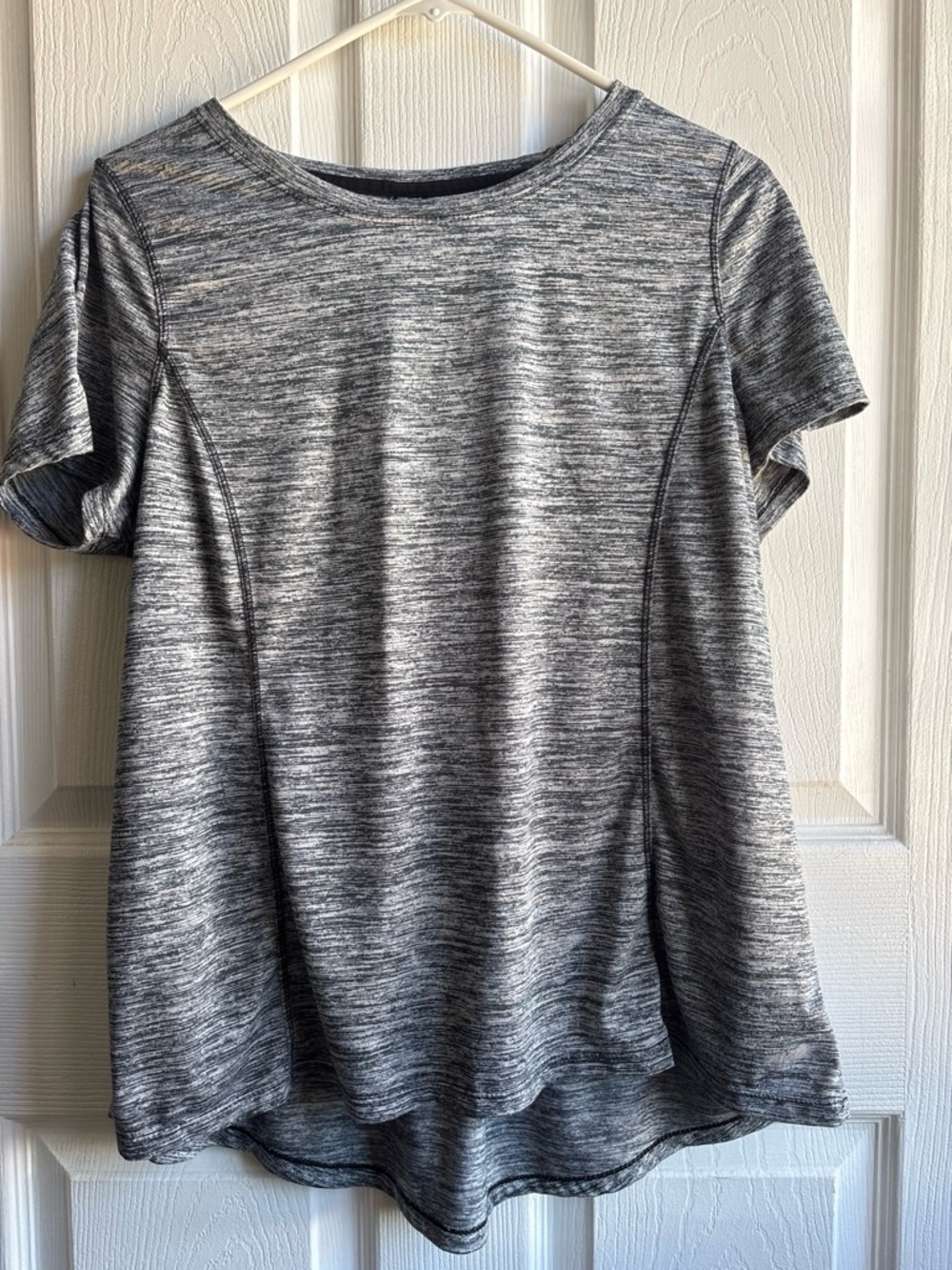 Avia Women's Heathered Gray/Black Crew Neck Stretch Athletic Tee Polyester XL